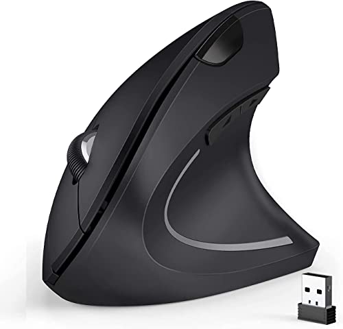 Ergonomische Maus, 2,4 G optische kabellose vertikale Maus mit 6 Tasten - 3 einstellbare DPI 800/1200/1600 für Laptop, PC, Computer, Desktop, Notebook usw. von BeWishes