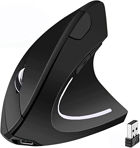 Ergonomische vertikale Mäuse USB-drahtlose vertikale Maus, 2.4G nachladbare optische vertikale Mäuse-hohe Präzisions-optische Maus Adjustable800 / 1200/1600 DPI, 5 Knöpfe für PC/Laptop / Mac von BeWishes