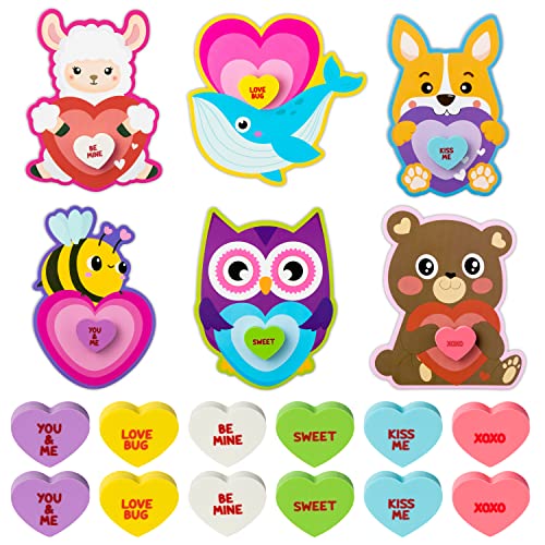 BeYumi 36 Stück Valentinstagskarten mit Gesprächs-Herz-Radiergummi-Set für Kinder Eule Bär Grußkarten niedliche Neuheit Mini-Bleistift-Radiergummis Schule Klassenzimmer Preise VD Cards Erasers von BeYumi