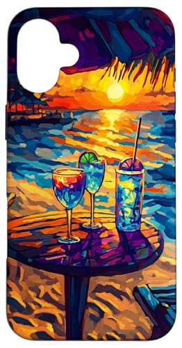 Drinks am Strand bei Sonnenuntergang, tropischer Urlaub, Sommer-Entspannung Hülle für iPhone 16 Plus Drinks am Strand bei Sonnenuntergang, tropischer Urlaub, Sommer-Entspannung Hülle für iPhone 16 Plus von Beach Designs by Dennex