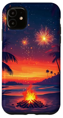 Feuerwerk Sonnenuntergang Tropische Insel Hülle für iPhone 11 Feuerwerk Sonnenuntergang Tropische Insel Hülle für iPhone 11 von Beach Designs by Dennex