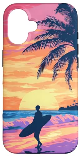 Sonnenuntergang Surfen Tropische Sommerwellen Palme Hülle für iPhone 16 Sonnenuntergang Surfen Tropische Sommerwellen Palme Hülle für iPhone 16 von Beach Designs by Dennex