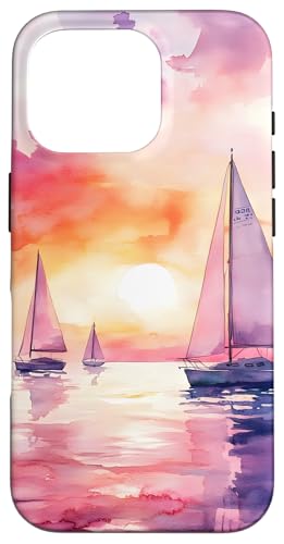 Sunset Sailing Ocean Aquarell Natur Hülle für iPhone 16 Pro Sunset Sailing Ocean Aquarell Natur Hülle für iPhone 16 Pro von Beach Designs by Dennex