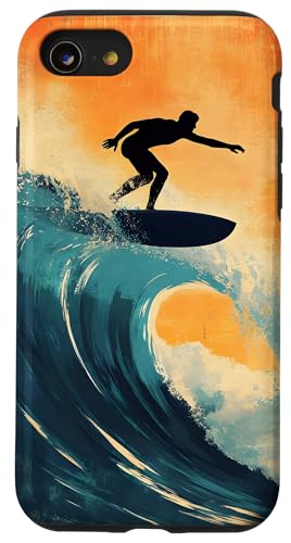 Surfen Ozean Sonnenuntergang Wellen Abenteuer Sommer Hülle für iPhone SE (2020) / 7 / 8 von Beach Designs by Dennex
