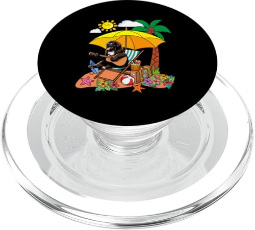 Newfoundland Playing Guitar On Beach Hawaiian Relaxing PopSockets PopGrip für MagSafe von Beach Lover Vacations Costume