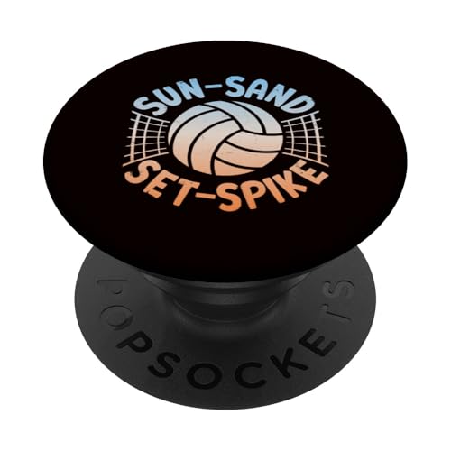 Volleyball - Sun Sand Set Spike PopSockets Klebender PopGrip Volleyball - Sun Sand Set Spike PopSockets Klebender PopGrip von Beach Volleyball Summer Sport Design Outfit
