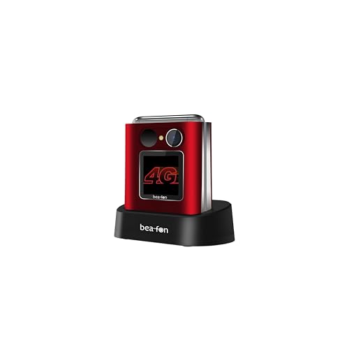 Beafon, Fold10 LTE, Klapphandy, SOS Notruftaste, XL Farbinnendisplay2,2 (5,58cm), XL Farbaußendispaly 1,44" (3,65cm), Fotokontaktanzeige, Kamera, Lichtsignal, Tischladeschale, rot von Beafon