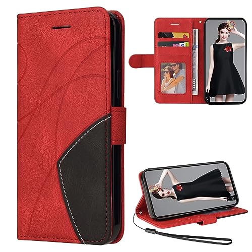Beajew 2024 Upgrade Handyhülle für LG K40S, Leder Klappbar Schutzhülle Tasche Wallet Brieftasche Cover Flip Case,Lederhülle mit Kartenfächern und Standfunktion,Rot von Beajew