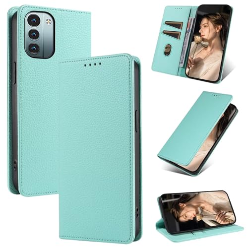 Beajew Handyhülle für Nokia G11 4G/Nokia G21 4G Hülle, Premium Leder Klapphülle [RFID Kartenschlitzen][Magnetverschluss][Standfunktion] kompatibel mit Nokia G11 4G/Nokia G21 4G, Grün von Beajew