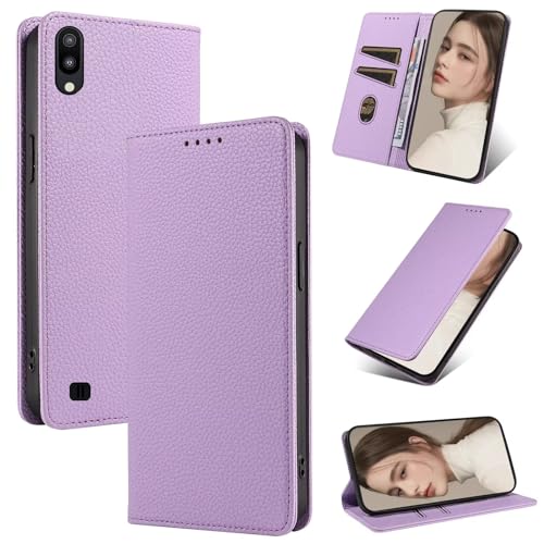 Beajew Handyhülle für Samsung Galaxy A10/M10 Hülle, Premium Leder Klapphülle [RFID Kartenschlitzen][Magnetverschluss][Standfunktion] kompatibel mit Samsung Galaxy A10/M10, Lila von Beajew