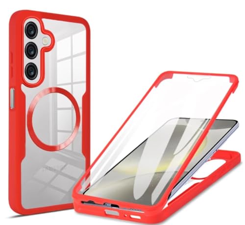 Beajew 360 Grad für Samsung Galaxy A56 Hülle mit Magsafe, Komplettschutz HandyHülle Magnetisch Stoßfest Case für Samsung Galaxy A56 Schutzhüllen, durchsichtige Hülle, Rot Beajew 360 Grad für Samsung Galaxy A56 Hülle mit Magsafe, Komplettschutz HandyHülle Magnetisch Stoßfest Case für Samsung Galaxy A56 Schutzhüllen, durchsichtige Hülle, Rot von Beajew