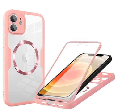 Beajew 360 Grad für iPhone 12 Hülle mit Magsafe, Komplettschutz HandyHülle Magnetisch Stoßfest Case für iPhone 12 Schutzhüllen, durchsichtige Hülle, Rosa Beajew 360 Grad für iPhone 12 Hülle mit Magsafe, Komplettschutz HandyHülle Magnetisch Stoßfest Case für iPhone 12 Schutzhüllen, durchsichtige Hülle, Rosa von Beajew
