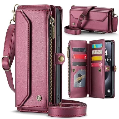 Beajew Handyhülle Samsung Galaxy S24 Hülle Mit Band, Flip Leder Geldborse Handyhülle, Lederhülle Reißverschluss Magnetverschluss Brieftasche,Premium PU Hülle- Weinrot Beajew Handyhülle Samsung Galaxy S24 Hülle Mit Band, Flip Leder Geldborse Handyhülle, Lederhülle Reißverschluss Magnetverschluss Brieftasche,Premium PU Hülle- Weinrot von Beajew