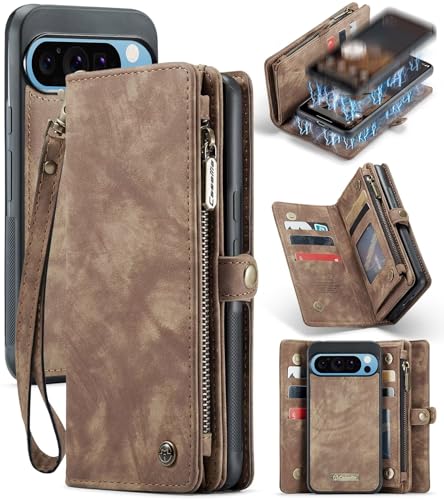 Beajew Handyhülle für Google Pixel 9 Pro XL, Caseme Retro Reißverschluss Hülle PU Leder Weiche Klapphülle Magnetverschluss Kartenfach Standfunktion Geldbörse, Braun Beajew Handyhülle für Google Pixel 9 Pro XL, Caseme Retro Reißverschluss Hülle PU Leder Weiche Klapphülle Magnetverschluss Kartenfach Standfunktion Geldbörse, Braun von Beajew