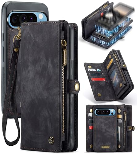 Beajew Handyhülle für Google Pixel 9 Pro XL, Caseme Retro Reißverschluss Hülle PU Leder Weiche Klapphülle Magnetverschluss Kartenfach Standfunktion Geldbörse, Schwarz Beajew Handyhülle für Google Pixel 9 Pro XL, Caseme Retro Reißverschluss Hülle PU Leder Weiche Klapphülle Magnetverschluss Kartenfach Standfunktion Geldbörse, Schwarz von Beajew