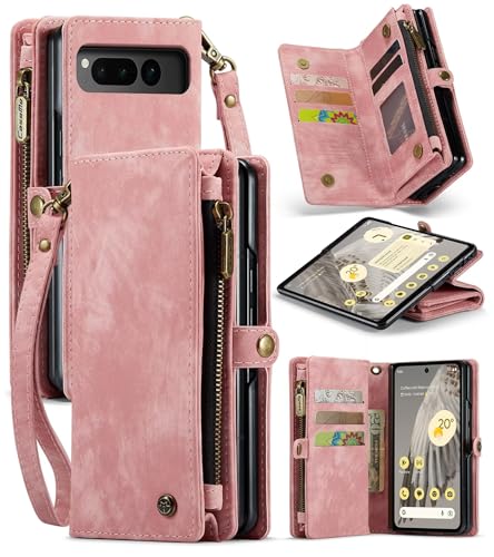 Beajew Handyhülle für Google Pixel Fold, Brieftaschen 2-in-1 Retro Reißverschluss Hülle Premium PU Leder Klapphülle Magnetverschluss Standfunktion Geldbörse Schutzhülle - Rosa Beajew Handyhülle für Google Pixel Fold, Brieftaschen 2-in-1 Retro Reißverschluss Hülle Premium PU Leder Klapphülle Magnetverschluss Standfunktion Geldbörse Schutzhülle - Rosa von Beajew