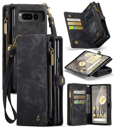 Beajew Handyhülle für Google Pixel Fold, Brieftaschen 2-in-1 Retro Reißverschluss Hülle Premium PU Leder Klapphülle Magnetverschluss Standfunktion Geldbörse Schutzhülle - Schwarz Beajew Handyhülle für Google Pixel Fold, Brieftaschen 2-in-1 Retro Reißverschluss Hülle Premium PU Leder Klapphülle Magnetverschluss Standfunktion Geldbörse Schutzhülle - Schwarz von Beajew
