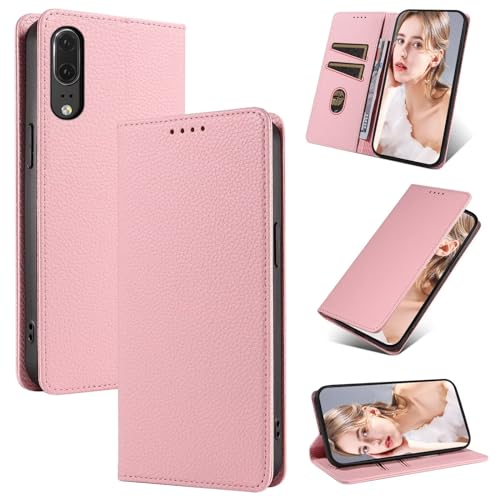 Beajew Handyhülle für Huawei P20 Hülle, Premium Leder Klapphülle [RFID Kartenschlitzen][Magnetverschluss][Standfunktion] kompatibel mit Huawei P20, Rosa von Beajew