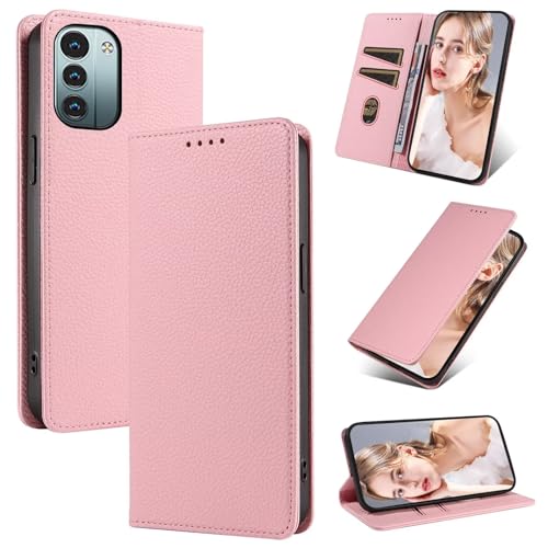 Beajew Handyhülle für Nokia G11 4G/Nokia G21 4G Hülle, Premium Leder Klapphülle [RFID Kartenschlitzen][Magnetverschluss][Standfunktion] kompatibel mit Nokia G11 4G/Nokia G21 4G, Rosa von Beajew