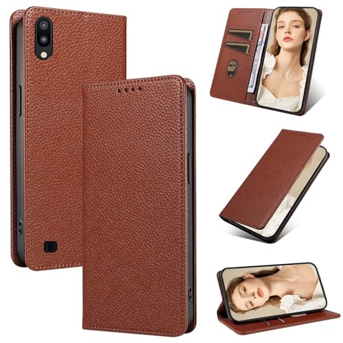 Beajew Handyhülle für Samsung Galaxy A10/M10 Hülle, Premium Leder Klapphülle [RFID Kartenschlitzen][Magnetverschluss][Standfunktion] kompatibel mit Samsung Galaxy A10/M10, Braun von Beajew