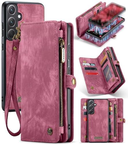 Beajew Handyhülle für Samsung Galaxy A35, Caseme Retro Reißverschluss Hülle PU Leder Weiche Klapphülle Magnetverschluss Kartenfach Standfunktion Geldbörse, Rot Beajew Handyhülle für Samsung Galaxy A35, Caseme Retro Reißverschluss Hülle PU Leder Weiche Klapphülle Magnetverschluss Kartenfach Standfunktion Geldbörse, Rot von Beajew