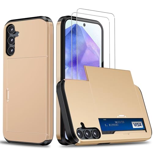 Beajew Handyhülle für Samsung Galaxy A35 Case +2 Stück Schutzfolie, mit Kartenfach Silikon TPU Handyhülle Dünn Weiche Stoßfest Flexibel Handy Tasche Bumper Brieftasche Case, Golden Beajew Handyhülle für Samsung Galaxy A35 Case +2 Stück Schutzfolie, mit Kartenfach Silikon TPU Handyhülle Dünn Weiche Stoßfest Flexibel Handy Tasche Bumper Brieftasche Case, Golden von Beajew