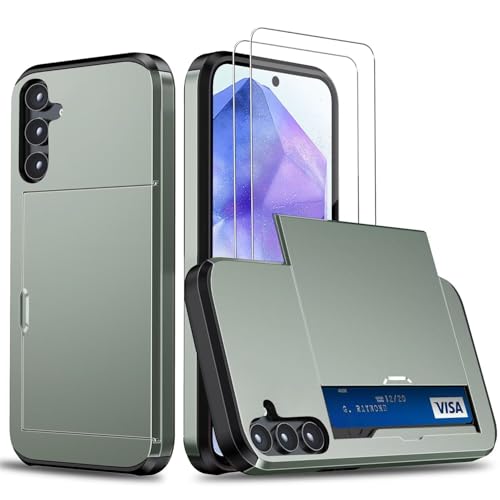 Beajew Handyhülle für Samsung Galaxy A35 Case +2 Stück Schutzfolie, mit Kartenfach Silikon TPU Handyhülle Dünn Weiche Stoßfest Flexibel Handy Tasche Bumper Brieftasche Case, Military Green Beajew Handyhülle für Samsung Galaxy A35 Case +2 Stück Schutzfolie, mit Kartenfach Silikon TPU Handyhülle Dünn Weiche Stoßfest Flexibel Handy Tasche Bumper Brieftasche Case, Military Green von Beajew