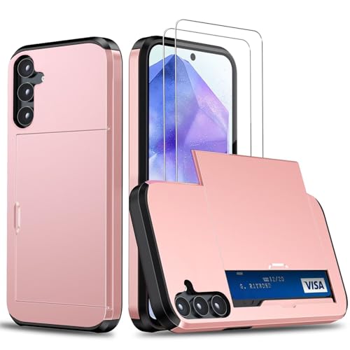 Beajew Handyhülle für Samsung Galaxy A35 Case +2 Stück Schutzfolie, mit Kartenfach Silikon TPU Handyhülle Dünn Weiche Stoßfest Flexibel Handy Tasche Bumper Brieftasche Case, Roségold Beajew Handyhülle für Samsung Galaxy A35 Case +2 Stück Schutzfolie, mit Kartenfach Silikon TPU Handyhülle Dünn Weiche Stoßfest Flexibel Handy Tasche Bumper Brieftasche Case, Roségold von Beajew