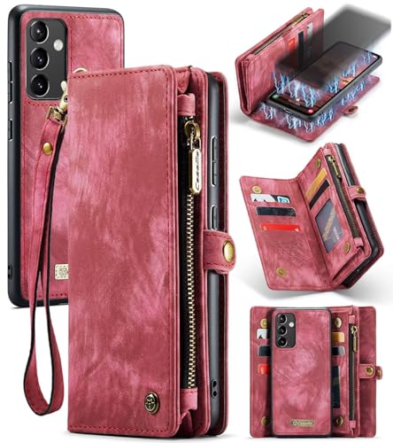 Beajew Handyhülle für Samsung Galaxy A54, Caseme Retro Reißverschluss Hülle PU Leder Weiche Klapphülle Magnetverschluss Kartenfach Standfunktion Geldbörse, Rot Beajew Handyhülle für Samsung Galaxy A54, Caseme Retro Reißverschluss Hülle PU Leder Weiche Klapphülle Magnetverschluss Kartenfach Standfunktion Geldbörse, Rot von Beajew