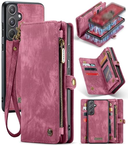 Beajew Handyhülle für Samsung Galaxy A55, Brieftaschen 2-in-1 Retro Reißverschluss Hülle Premium PU Leder Klapphülle Magnetverschluss Standfunktion Geldbörse Schutzhülle - Rot Beajew Handyhülle für Samsung Galaxy A55, Brieftaschen 2-in-1 Retro Reißverschluss Hülle Premium PU Leder Klapphülle Magnetverschluss Standfunktion Geldbörse Schutzhülle - Rot von Beajew