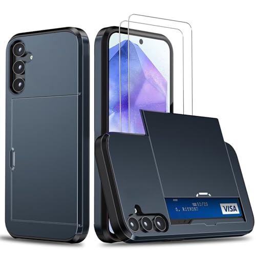 Beajew Handyhülle für Samsung Galaxy A56 Case +2 Stück Schutzfolie, mit Kartenfach Silikon TPU Handyhülle Dünn Weiche Stoßfest Flexibel Handy Tasche Bumper Brieftasche Case, Marineblau Beajew Handyhülle für Samsung Galaxy A56 Case +2 Stück Schutzfolie, mit Kartenfach Silikon TPU Handyhülle Dünn Weiche Stoßfest Flexibel Handy Tasche Bumper Brieftasche Case, Marineblau von Beajew