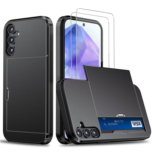 Beajew Handyhülle für Samsung Galaxy A56 Case +2 Stück Schutzfolie, mit Kartenfach Silikon TPU Handyhülle Dünn Weiche Stoßfest Flexibel Handy Tasche Bumper Brieftasche Case, Schwarz Beajew Handyhülle für Samsung Galaxy A56 Case +2 Stück Schutzfolie, mit Kartenfach Silikon TPU Handyhülle Dünn Weiche Stoßfest Flexibel Handy Tasche Bumper Brieftasche Case, Schwarz von Beajew