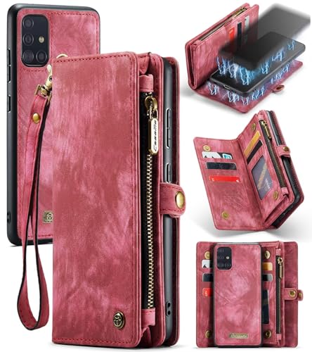 Beajew Handyhülle für Samsung Galaxy A71 4G, Brieftaschen 2-in-1 Retro Reißverschluss Hülle Premium PU Leder Klapphülle Magnetverschluss Standfunktion Geldbörse Schutzhülle - Rot Beajew Handyhülle für Samsung Galaxy A71 4G, Brieftaschen 2-in-1 Retro Reißverschluss Hülle Premium PU Leder Klapphülle Magnetverschluss Standfunktion Geldbörse Schutzhülle - Rot von Beajew