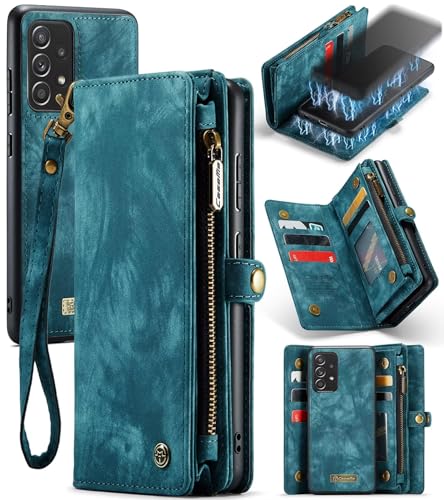 Beajew Handyhülle für Samsung Galaxy A72, Brieftaschen 2-in-1 Retro Reißverschluss Hülle Premium PU Leder Klapphülle Magnetverschluss Standfunktion Geldbörse Schutzhülle - Blau Beajew Handyhülle für Samsung Galaxy A72, Brieftaschen 2-in-1 Retro Reißverschluss Hülle Premium PU Leder Klapphülle Magnetverschluss Standfunktion Geldbörse Schutzhülle - Blau von Beajew