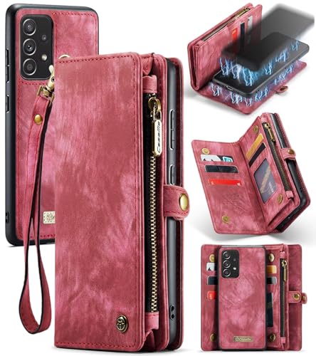 Beajew Handyhülle für Samsung Galaxy A72, Brieftaschen 2-in-1 Retro Reißverschluss Hülle Premium PU Leder Klapphülle Magnetverschluss Standfunktion Geldbörse Schutzhülle - Rot Beajew Handyhülle für Samsung Galaxy A72, Brieftaschen 2-in-1 Retro Reißverschluss Hülle Premium PU Leder Klapphülle Magnetverschluss Standfunktion Geldbörse Schutzhülle - Rot von Beajew