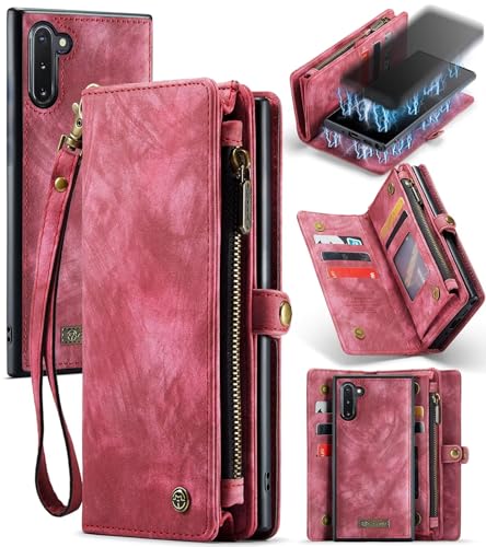 Beajew Handyhülle für Samsung Galaxy Note 10, Brieftaschen 2-in-1 Retro Reißverschluss Hülle Premium PU Leder Klapphülle Magnetverschluss Standfunktion Geldbörse Schutzhülle - Rot Beajew Handyhülle für Samsung Galaxy Note 10, Brieftaschen 2-in-1 Retro Reißverschluss Hülle Premium PU Leder Klapphülle Magnetverschluss Standfunktion Geldbörse Schutzhülle - Rot von Beajew