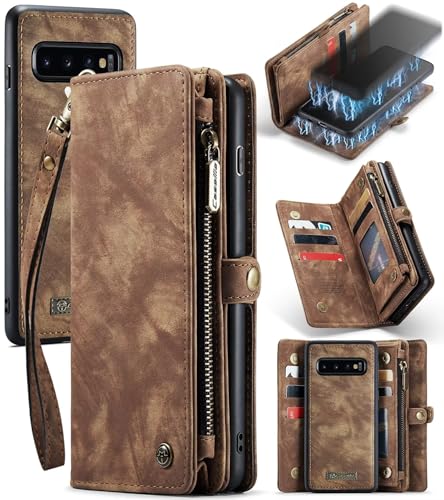Beajew Handyhülle für Samsung Galaxy S10 Plus, Brieftaschen 2-in-1 Retro Reißverschluss Hülle Premium PU Leder Klapphülle Magnetverschluss Standfunktion Geldbörse Schutzhülle - Braun Beajew Handyhülle für Samsung Galaxy S10 Plus, Brieftaschen 2-in-1 Retro Reißverschluss Hülle Premium PU Leder Klapphülle Magnetverschluss Standfunktion Geldbörse Schutzhülle - Braun von Beajew