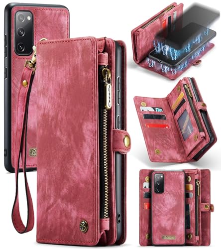 Beajew Handyhülle für Samsung Galaxy S20 FE, Brieftaschen 2-in-1 Retro Reißverschluss Hülle Premium PU Leder Klapphülle Magnetverschluss Standfunktion Geldbörse Schutzhülle - Rot Beajew Handyhülle für Samsung Galaxy S20 FE, Brieftaschen 2-in-1 Retro Reißverschluss Hülle Premium PU Leder Klapphülle Magnetverschluss Standfunktion Geldbörse Schutzhülle - Rot von Beajew