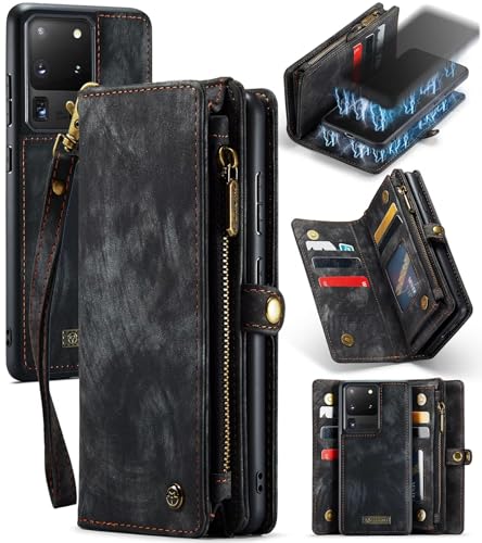 Beajew Handyhülle für Samsung Galaxy S20 Ultra, Brieftaschen 2-in-1 Retro Reißverschluss Hülle Premium PU Leder Klapphülle Magnetverschluss Standfunktion Geldbörse Schutzhülle - Schwarz Beajew Handyhülle für Samsung Galaxy S20 Ultra, Brieftaschen 2-in-1 Retro Reißverschluss Hülle Premium PU Leder Klapphülle Magnetverschluss Standfunktion Geldbörse Schutzhülle - Schwarz von Beajew