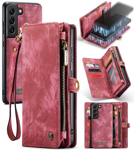 Beajew Handyhülle für Samsung Galaxy S21 Plus, Caseme Retro Reißverschluss Hülle PU Leder Weiche Klapphülle Magnetverschluss Kartenfach Standfunktion Geldbörse, Rot Beajew Handyhülle für Samsung Galaxy S21 Plus, Caseme Retro Reißverschluss Hülle PU Leder Weiche Klapphülle Magnetverschluss Kartenfach Standfunktion Geldbörse, Rot von Beajew