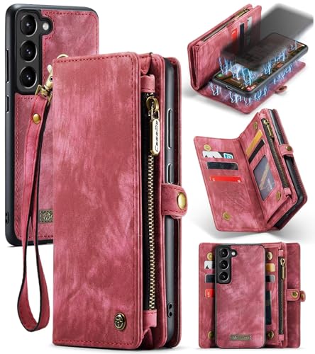 Beajew Handyhülle für Samsung Galaxy S23 FE, Caseme Retro Reißverschluss Hülle PU Leder Weiche Klapphülle Magnetverschluss Kartenfach Standfunktion Geldbörse, Rot Beajew Handyhülle für Samsung Galaxy S23 FE, Caseme Retro Reißverschluss Hülle PU Leder Weiche Klapphülle Magnetverschluss Kartenfach Standfunktion Geldbörse, Rot von Beajew