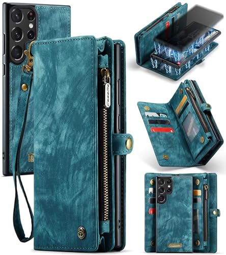 Beajew Handyhülle für Samsung Galaxy S23 Ultra, Caseme Retro Reißverschluss Hülle PU Leder Weiche Klapphülle Magnetverschluss Kartenfach Standfunktion Geldbörse, Blau Beajew Handyhülle für Samsung Galaxy S23 Ultra, Caseme Retro Reißverschluss Hülle PU Leder Weiche Klapphülle Magnetverschluss Kartenfach Standfunktion Geldbörse, Blau von Beajew