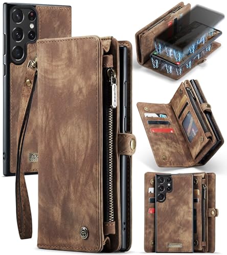 Beajew Handyhülle für Samsung Galaxy S23 Ultra, Caseme Retro Reißverschluss Hülle PU Leder Weiche Klapphülle Magnetverschluss Kartenfach Standfunktion Geldbörse, Braun Beajew Handyhülle für Samsung Galaxy S23 Ultra, Caseme Retro Reißverschluss Hülle PU Leder Weiche Klapphülle Magnetverschluss Kartenfach Standfunktion Geldbörse, Braun von Beajew