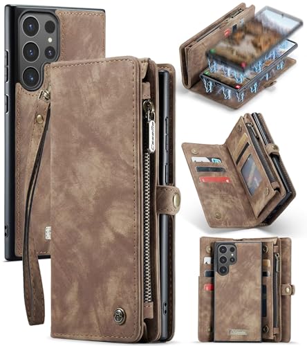 Beajew Handyhülle für Samsung Galaxy S24 Ultra, Brieftaschen 2-in-1 Retro Reißverschluss Hülle Premium PU Leder Klapphülle Magnetverschluss Standfunktion Geldbörse Schutzhülle - Braun Beajew Handyhülle für Samsung Galaxy S24 Ultra, Brieftaschen 2-in-1 Retro Reißverschluss Hülle Premium PU Leder Klapphülle Magnetverschluss Standfunktion Geldbörse Schutzhülle - Braun von Beajew