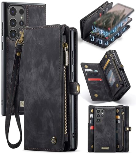 Beajew Handyhülle für Samsung Galaxy S24 Ultra, Caseme Retro Reißverschluss Hülle PU Leder Weiche Klapphülle Magnetverschluss Kartenfach Standfunktion Geldbörse, Schwarz Beajew Handyhülle für Samsung Galaxy S24 Ultra, Caseme Retro Reißverschluss Hülle PU Leder Weiche Klapphülle Magnetverschluss Kartenfach Standfunktion Geldbörse, Schwarz von Beajew