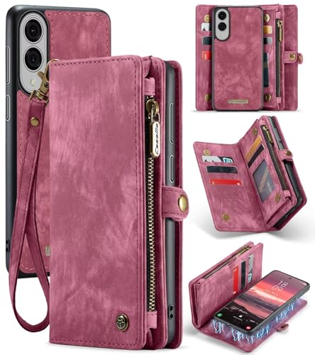 Beajew Handyhülle für Samsung Galaxy S25 Edge, Caseme Retro Reißverschluss Hülle PU Leder Weiche Klapphülle Magnetverschluss Kartenfach Standfunktion Geldbörse, Rot Beajew Handyhülle für Samsung Galaxy S25 Edge, Caseme Retro Reißverschluss Hülle PU Leder Weiche Klapphülle Magnetverschluss Kartenfach Standfunktion Geldbörse, Rot von Beajew