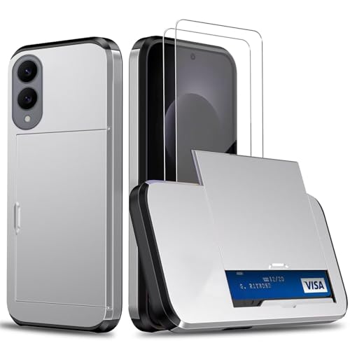 Beajew Handyhülle für Samsung Galaxy S25 Edge Case +2 Stück Schutzfolie, mit Kartenfach Silikon TPU Handyhülle Dünn Weiche Stoßfest Flexibel Handy Tasche Bumper Brieftasche Case, Silbrig Beajew Handyhülle für Samsung Galaxy S25 Edge Case +2 Stück Schutzfolie, mit Kartenfach Silikon TPU Handyhülle Dünn Weiche Stoßfest Flexibel Handy Tasche Bumper Brieftasche Case, Silbrig von Beajew