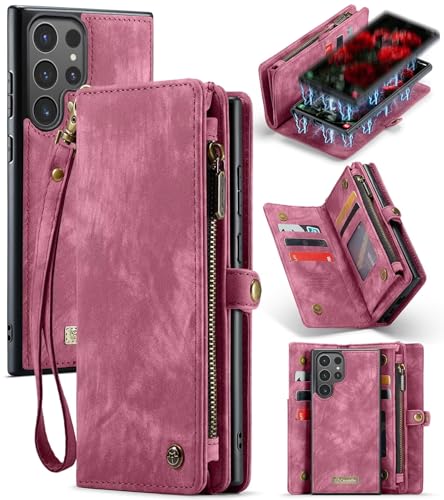 Beajew Handyhülle für Samsung Galaxy S25 Ultra, Brieftaschen 2-in-1 Retro Reißverschluss Hülle Premium PU Leder Klapphülle Magnetverschluss Standfunktion Geldbörse Schutzhülle - Rot Beajew Handyhülle für Samsung Galaxy S25 Ultra, Brieftaschen 2-in-1 Retro Reißverschluss Hülle Premium PU Leder Klapphülle Magnetverschluss Standfunktion Geldbörse Schutzhülle - Rot von Beajew