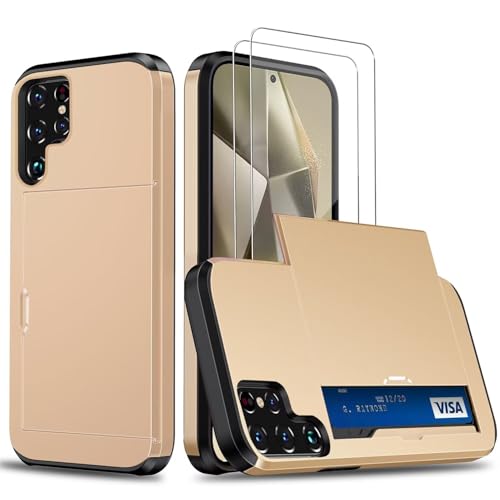 Beajew Handyhülle für Samsung Galaxy S25 Ultra Case +2 Stück Schutzfolie, mit Kartenfach Silikon TPU Handyhülle Dünn Weiche Stoßfest Flexibel Handy Tasche Bumper Brieftasche Case, Golden Beajew Handyhülle für Samsung Galaxy S25 Ultra Case +2 Stück Schutzfolie, mit Kartenfach Silikon TPU Handyhülle Dünn Weiche Stoßfest Flexibel Handy Tasche Bumper Brieftasche Case, Golden von Beajew