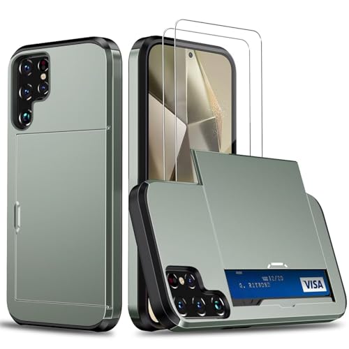 Beajew Handyhülle für Samsung Galaxy S25 Ultra Case +2 Stück Schutzfolie, mit Kartenfach Silikon TPU Handyhülle Dünn Weiche Stoßfest Flexibel Handy Tasche Bumper Brieftasche Case, Military Green Beajew Handyhülle für Samsung Galaxy S25 Ultra Case +2 Stück Schutzfolie, mit Kartenfach Silikon TPU Handyhülle Dünn Weiche Stoßfest Flexibel Handy Tasche Bumper Brieftasche Case, Military Green von Beajew